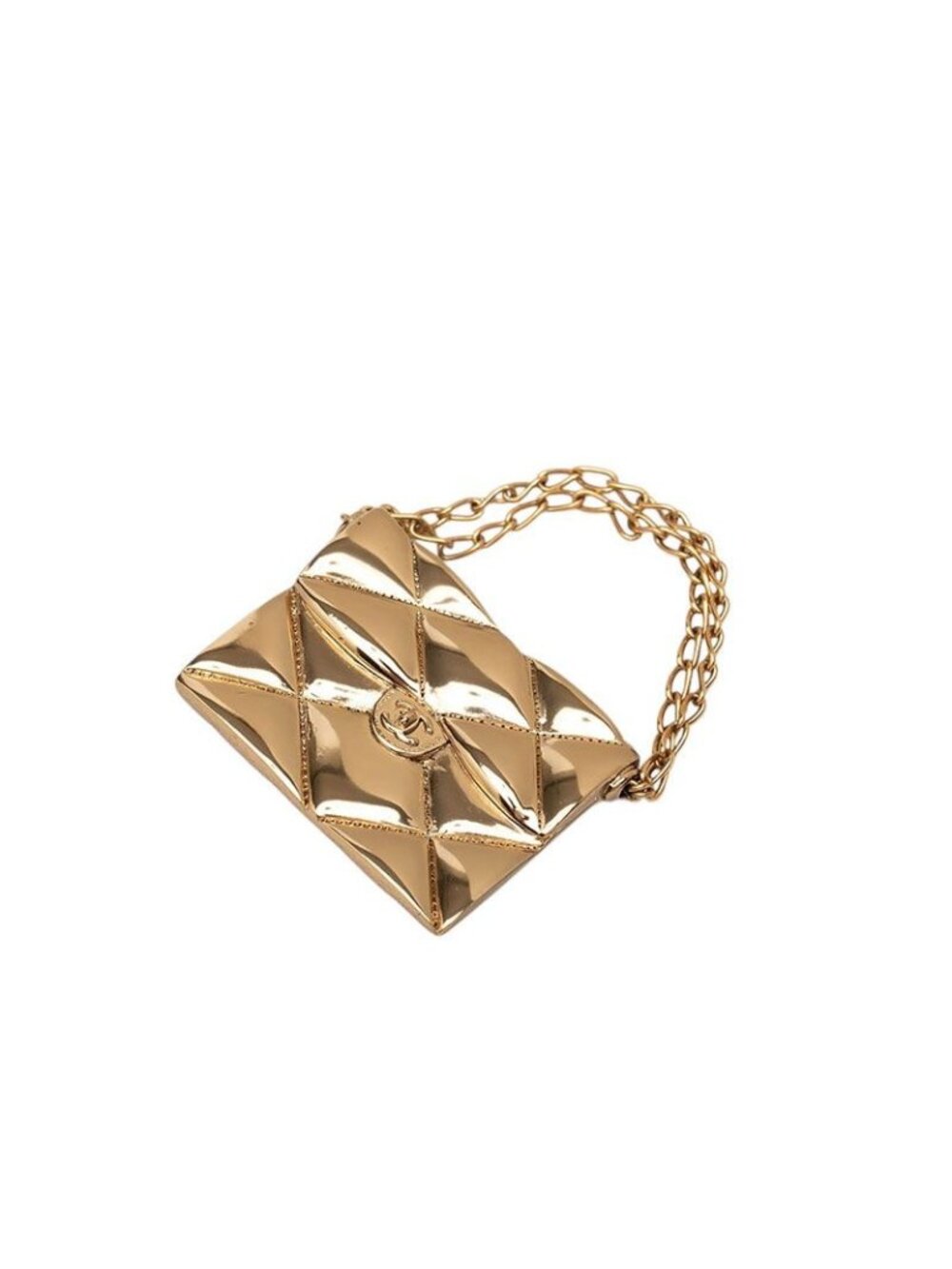 Chanel CC Logo Quilted Bag Motif Brooch 02P Gold Plated